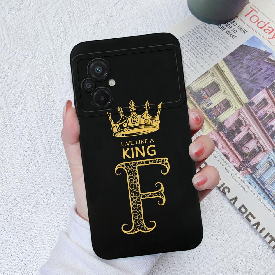 Case For Xiaomi Poco C40 C50 C55 F3 F4 F5 Pro M2 M3 Pro Luxury Phone Bag Crown Letters Soft Silicone Shockproof Matte Square Cover For Xiaomi Bumper
