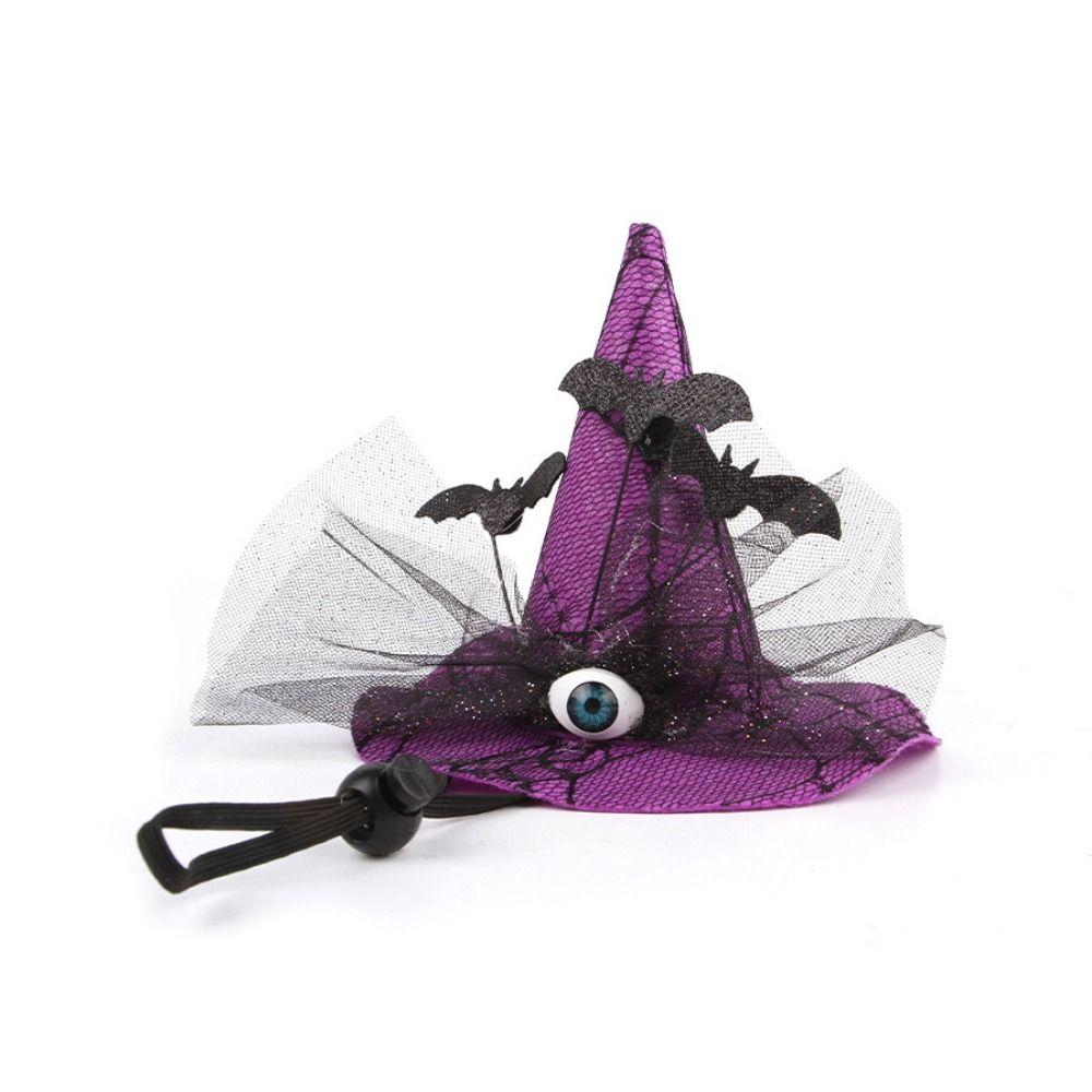 Decorative Pet Witch Hat Stripe Dog Bat Hat Pet Accessories Cat Cosplay Hat  for Photograph