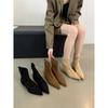 Europe, America 2025 autumn and winter new simple matte suede flat socks boots flat heel thin boots temperament pointed short boots women