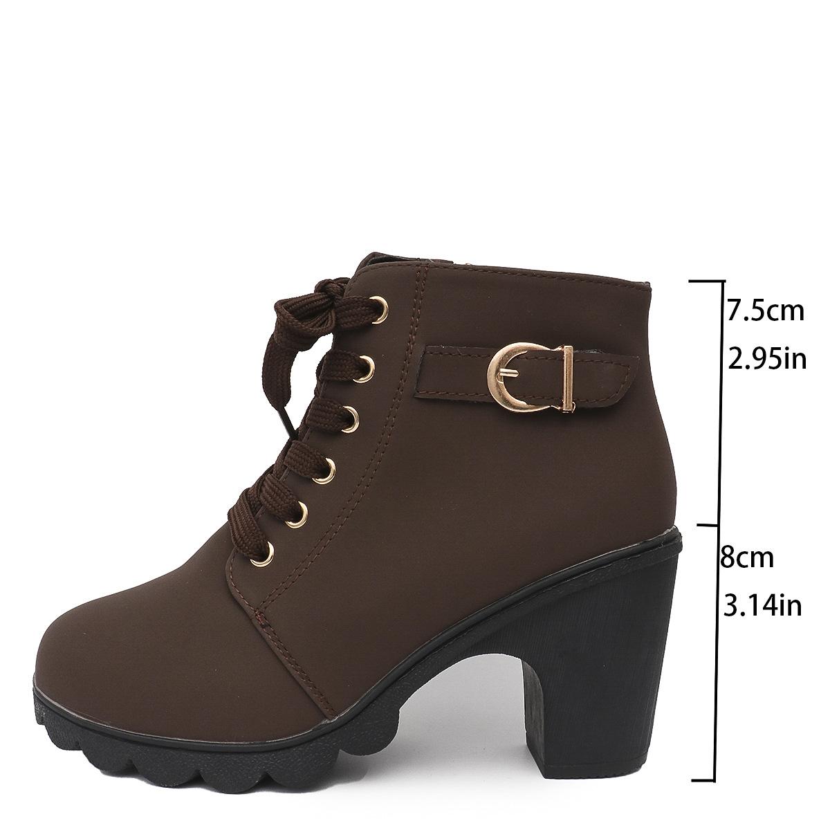 

2025 Winter Large Side Zipper British Style Boots Women s New Thick Bottom Thick Heel High Heel Short Boots 36