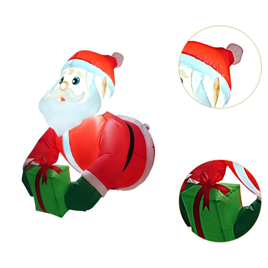 Inflatable Christmas Santa Prop with Lights Exterior Holiday Decoration for Outdoor Lawn Party Display