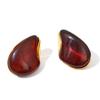 Yhpup Fashion Resin Acrylic Water Drop Stud Earrings 18K Golden Plated Stainless Steel Y2K Daily Jewelry Pink Beige Amber Green