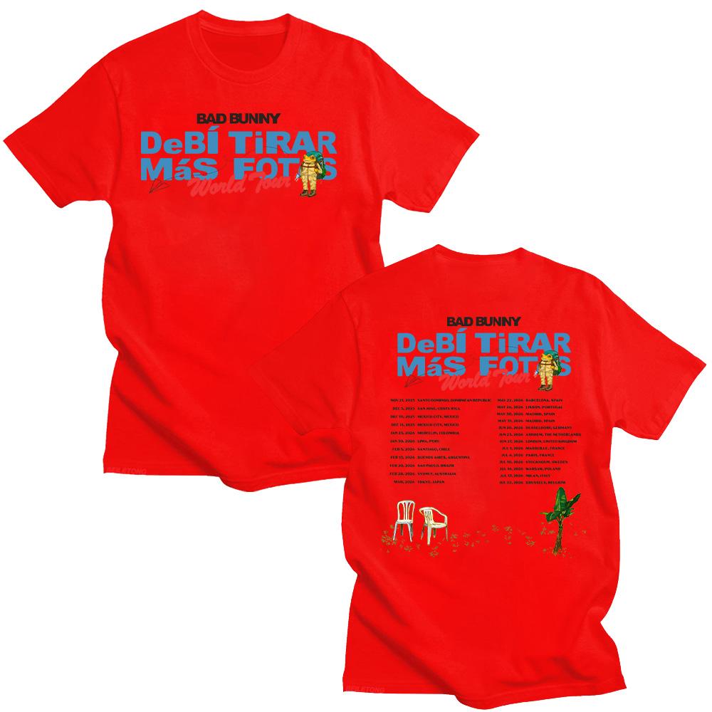 

Bad Bunny DeBí TiRAR MáS FOToS World Tour T-shirt Cotton Short Sleeve Tshirts Unisex Streetwear Bad Bunny Merch Tees New Clothes XXL красный