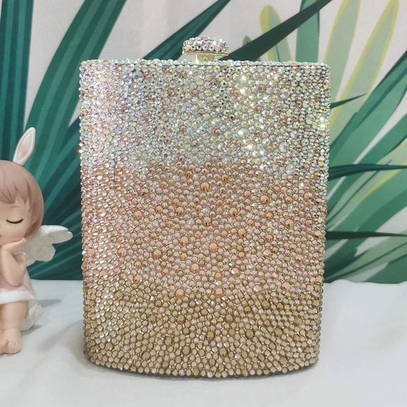 

Luxury Designer Bling Rhinestone Evening Clutch Bags Full Diamond Crystal Wine Shape Wedding Purse For Women Formal Dinner Bags 14.5cmX11.5cmX4cm