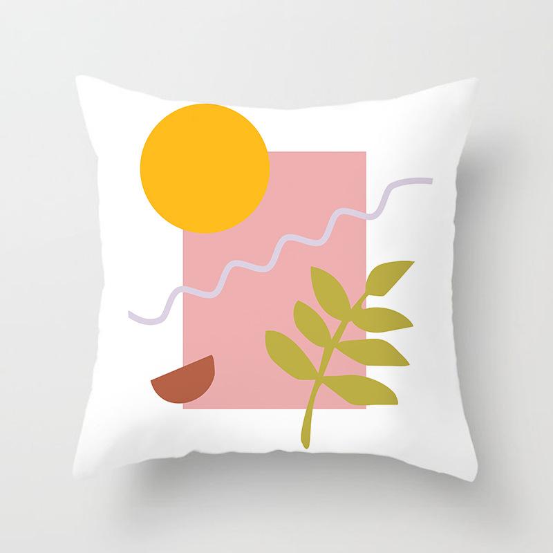 Nordic Ins Style Small Fresh Pillowcase Abstract Plant Flower Scenery Sunset Car Sofa Cushion Cushion Cover