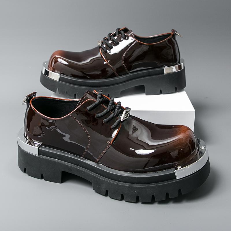 Mote Herre Høydeøkende Business Derby Sko Svart Brun Herre Tykksålet Sklisikker Mote Stor-tå Arbeidsklær Lærsko
