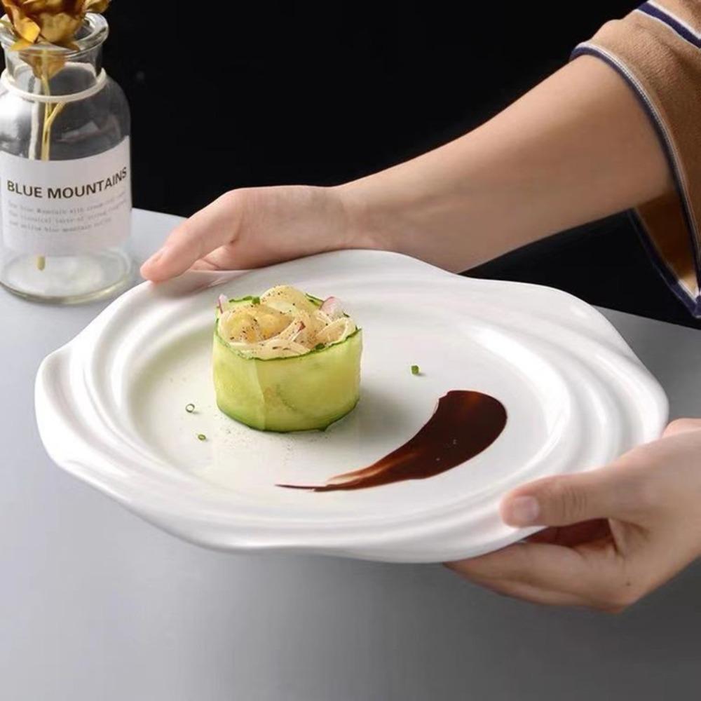 

White Dinner Plate Simulated Ceramic Dessert Plate Commercial Melamine Dish Canteen S-Style A