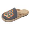 Women's Vintage Ethnic Style Embroidered Slip-on Linen Sandals Soft and Comfortable Closed-toe Canvas Slippers
