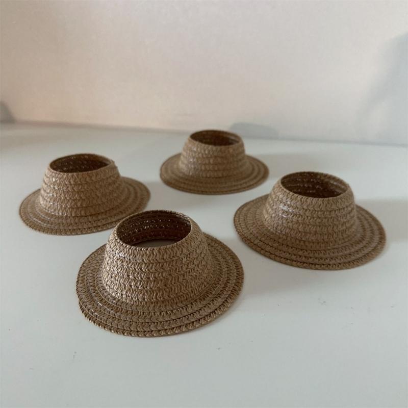 Doll Sun Hat With Ear Cutouts Empty Top Straw Hat  For Costume Cosplay Decorative Party Accessory In Assorted Color