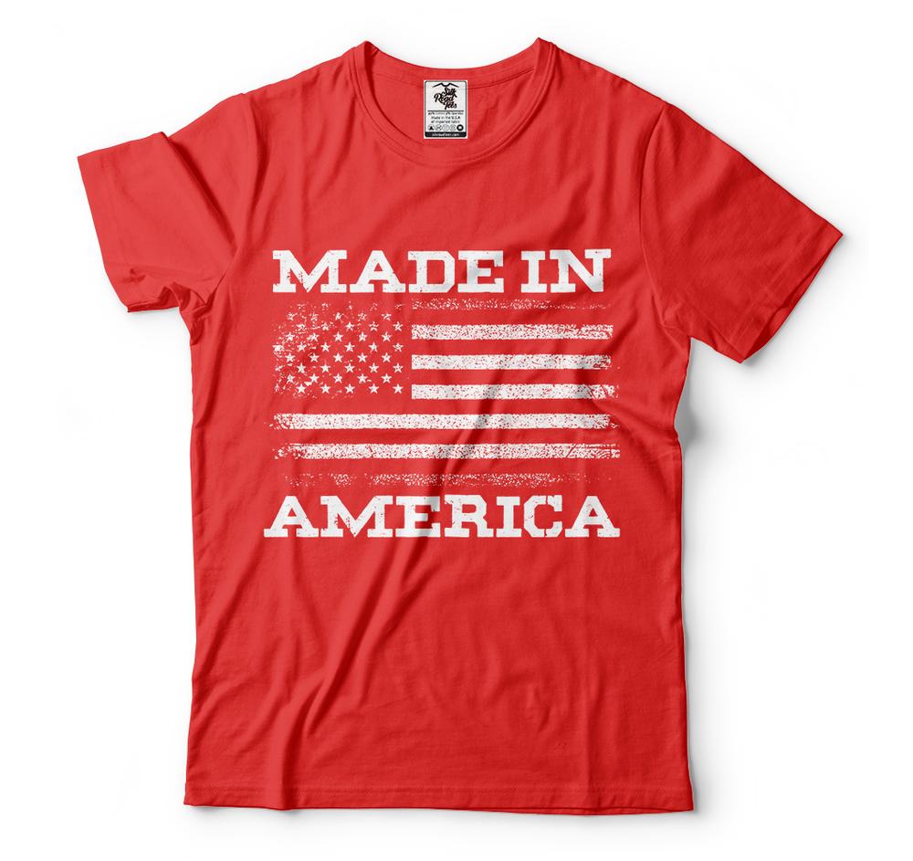 Patriotic t shirts Made In America Vintage USA Flag US Flag Tees 4th Of July