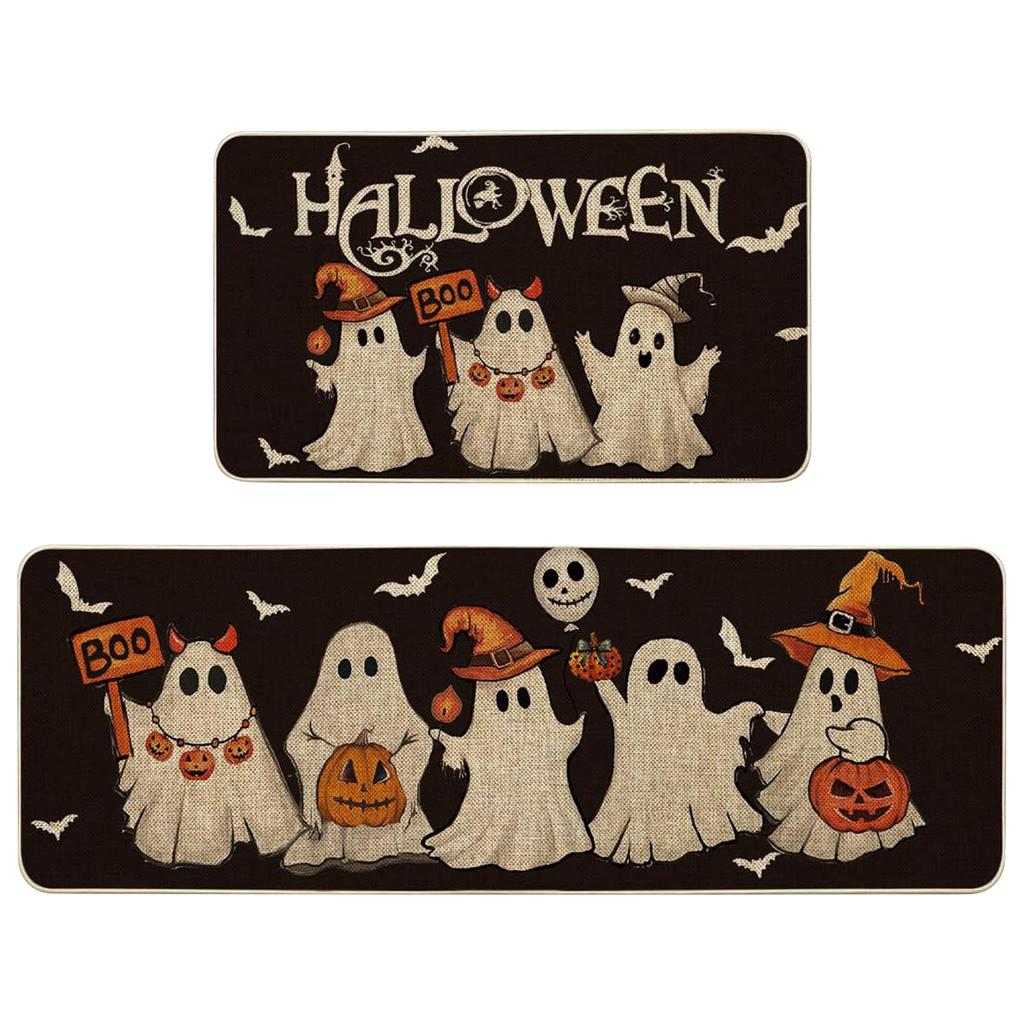 Halloween Ghosts And Horror Polka Dot Kitchen Rug 2-Piece Set, Fun Kitchen Mats, Suitable For Home Use