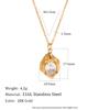 Dreamshow Gold Plated Stainless Steel Irregular Texture Zircon Jewelry Set Pendant Necklace Stud Earrings for Women