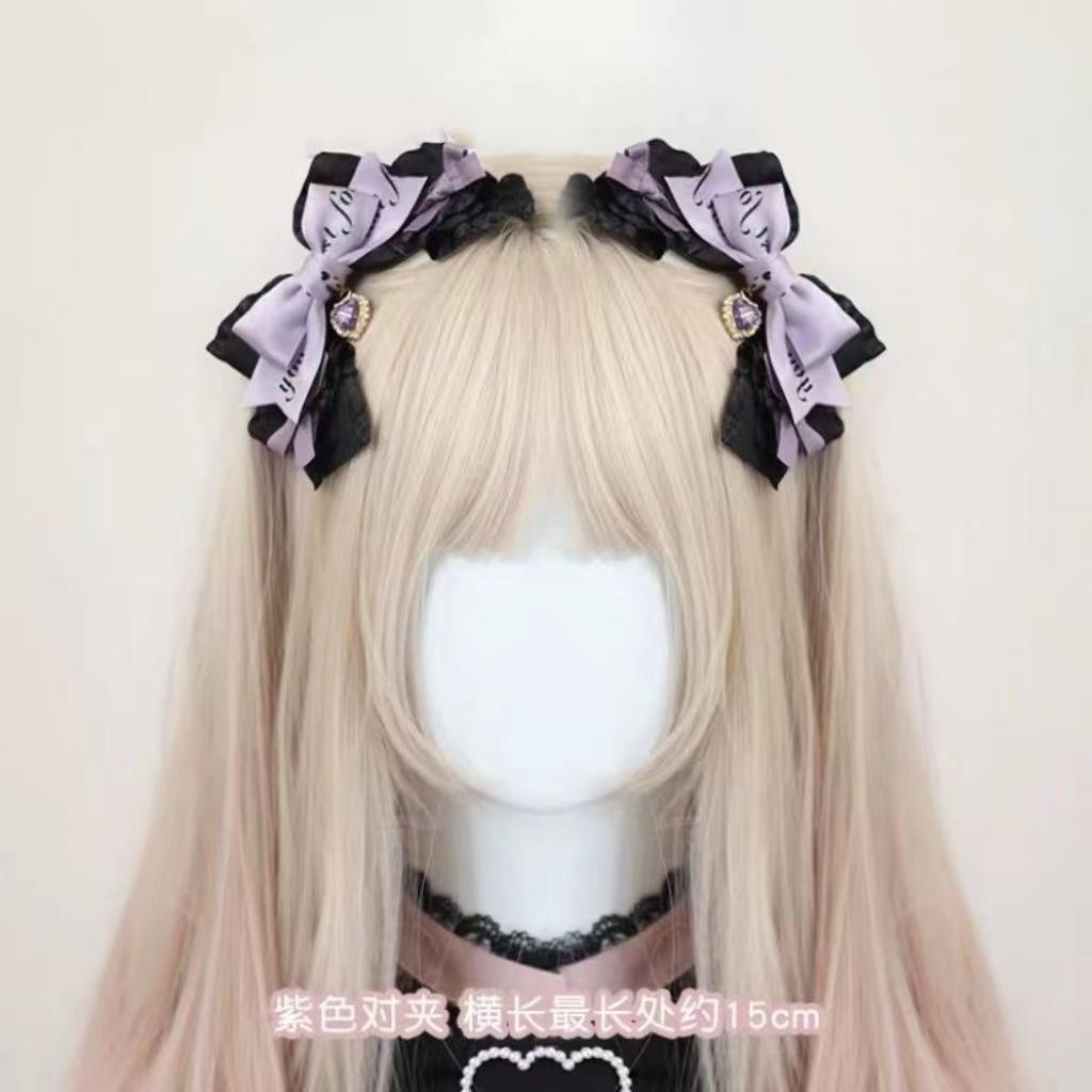 [1 pair]Lolita Hair Clips Hair Bows Girl Y2k Accessories Trendy Hair Barrettes Fashion Hair Buckle Bows for Girls Hair Darling