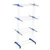 Portable Double-Pole Floor Clothes Drying Rack with Three-Layer Towel Holder, Foldable and Retractable Wing Design