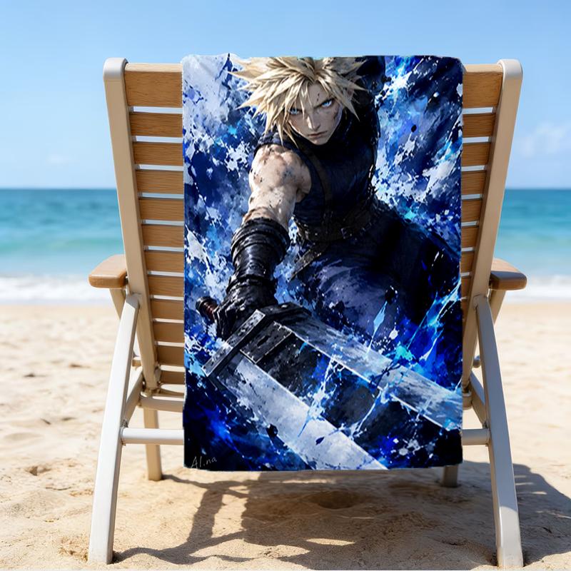 Cloud's Fantasy Journey Game Beach Towel - Soft, Absorbent Microfiber, Lightweight, Ideal for The Beach, Parties, Travel, Camping fan gifts