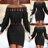 Wish Autumn and Winter Collar Lace Long Sleeve Hip Wrap Waist Dress Women's Clothing