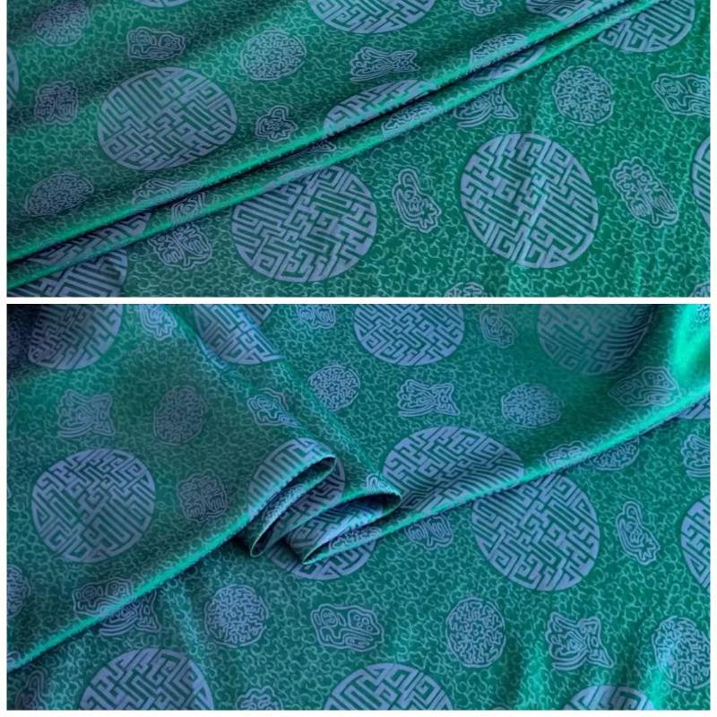 17 Ohm Silk Fabric Traditional Chinese Jacquard Silk Cotton Charmeuse Crepe Tissu Fabric for Sewing Cheongsam Cloth Width 114cm