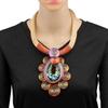 Crystal Pendant Necklace Earrings for Women Chunky Statement Flower Festival Ethnic Tribal Jewelry Accessories