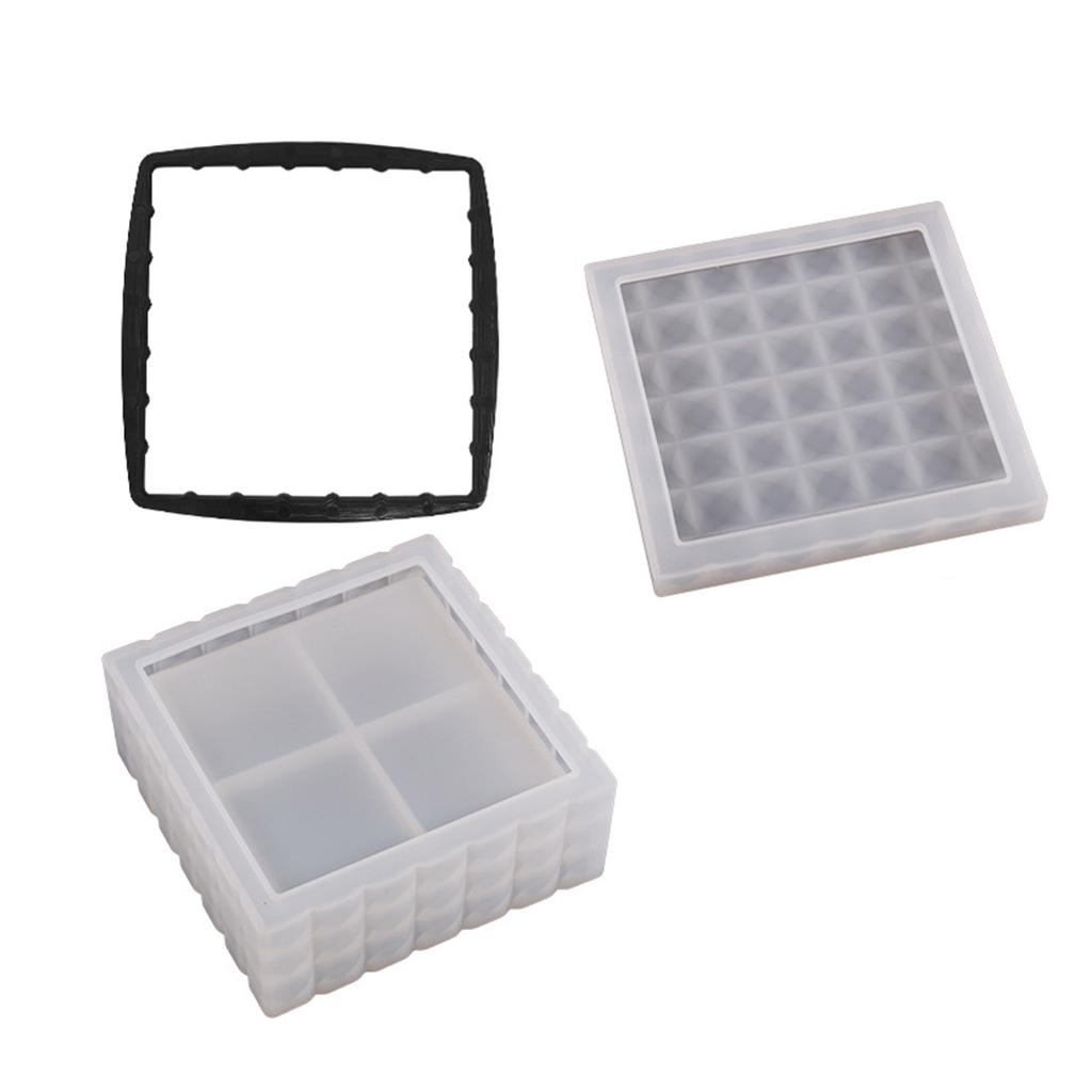 Diy Crystal Mold Square Rectangular Storage Box Mirror Silicone Mold with Lid Container Box Mould Home Decoration Tools