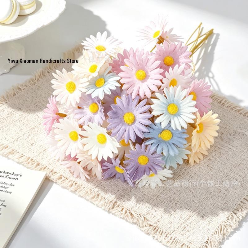 Morandi Color 5-Fork Daisy Floral Arrangement for Wedding Decoration & Headdress