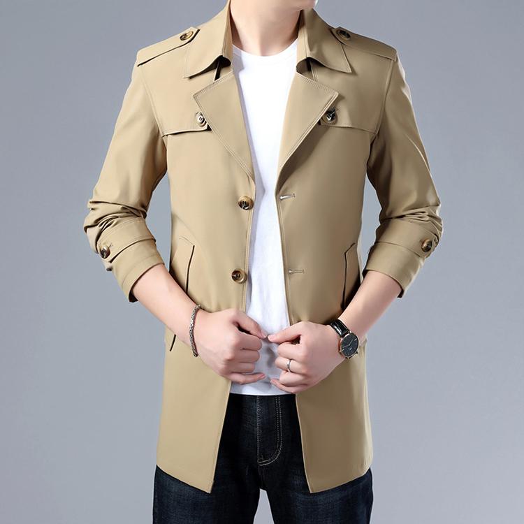 

Spring Autumn Men Trench Coats Superior Quality Buttons Male Fashion Outerwear Jackets Windbreaker Plus Size 5XL M хаки