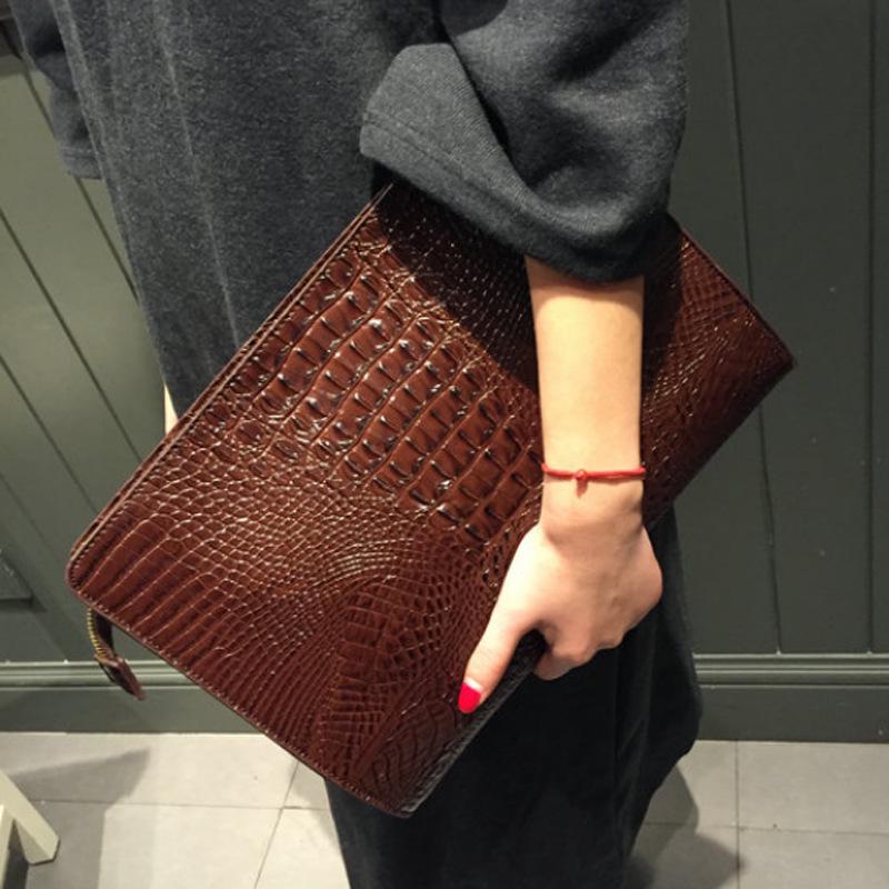 Crocodile Pattern Men'S And Women'S Clutch Bags, Korean Version Men'S Bags, Casual Envelope Bags, Ipad Bags, File Bags, Trendy Handbags.