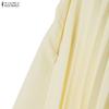 ZANZEA Women Turn Down Collar 3/4 Sleeve Loose Casual Long Dress