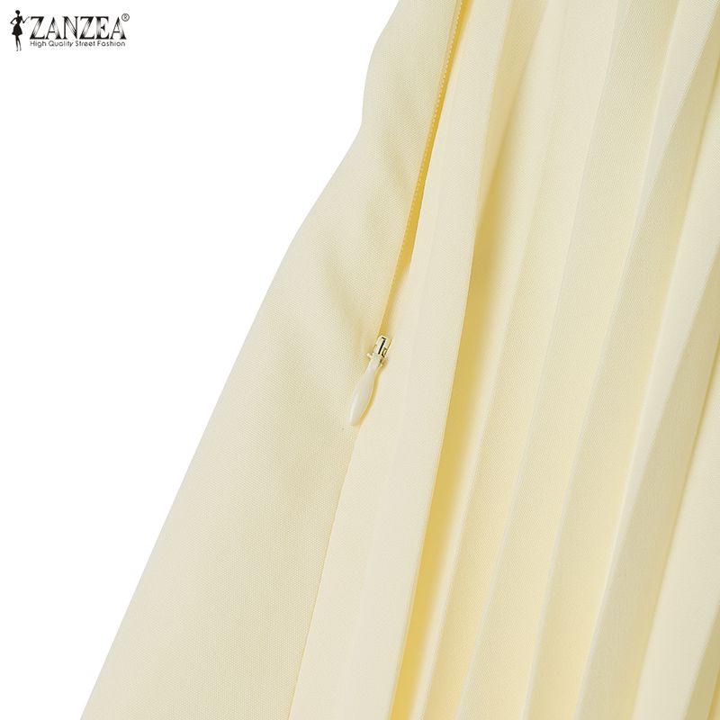 ZANZEA Women Turn Down Collar 3/4 Sleeve Loose Casual Long Dress