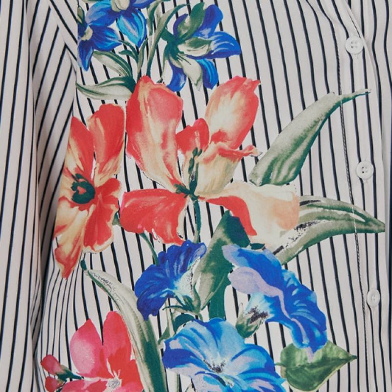 Maxza Flower Print Stripe Blouse Ze04qb400nh