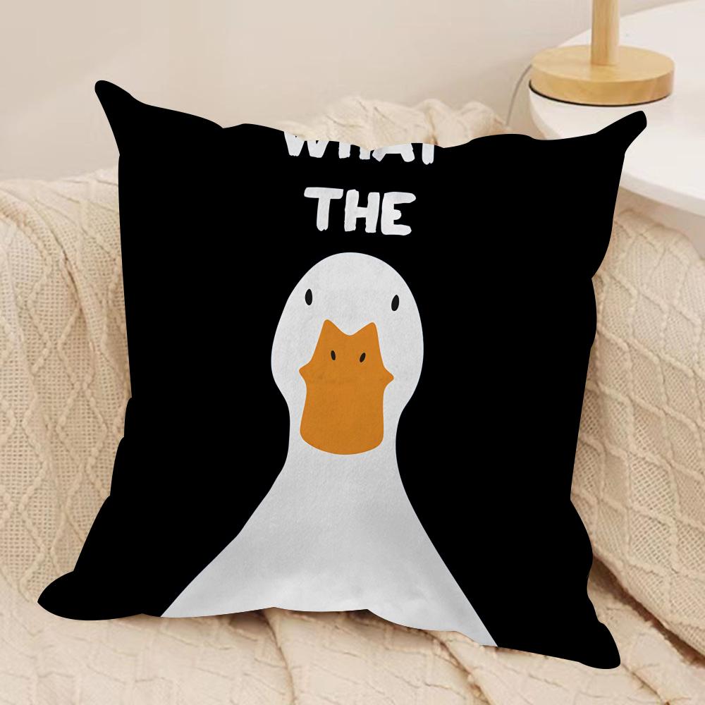 Funny What the Duck Art Cushion Cover Pillowcase Ultra Soft Skin Friendly Fabric Cloud Like Comfort  Concealed Zipper
