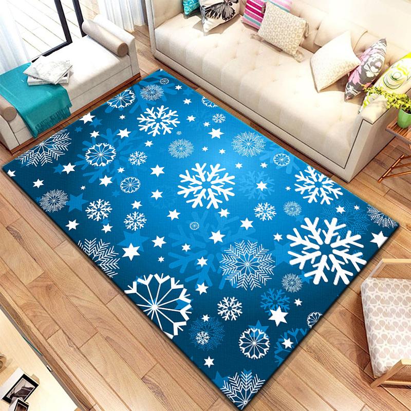 Art Snow Christmas HD-bedruckter großer Teppich, Teppich für Wohnzimmer, Schlafzimmer, Sofa, Dekoration, rutschfeste Fußmatten