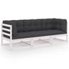 3-seater Garden Sofa with Cushions Solid Pine Wood