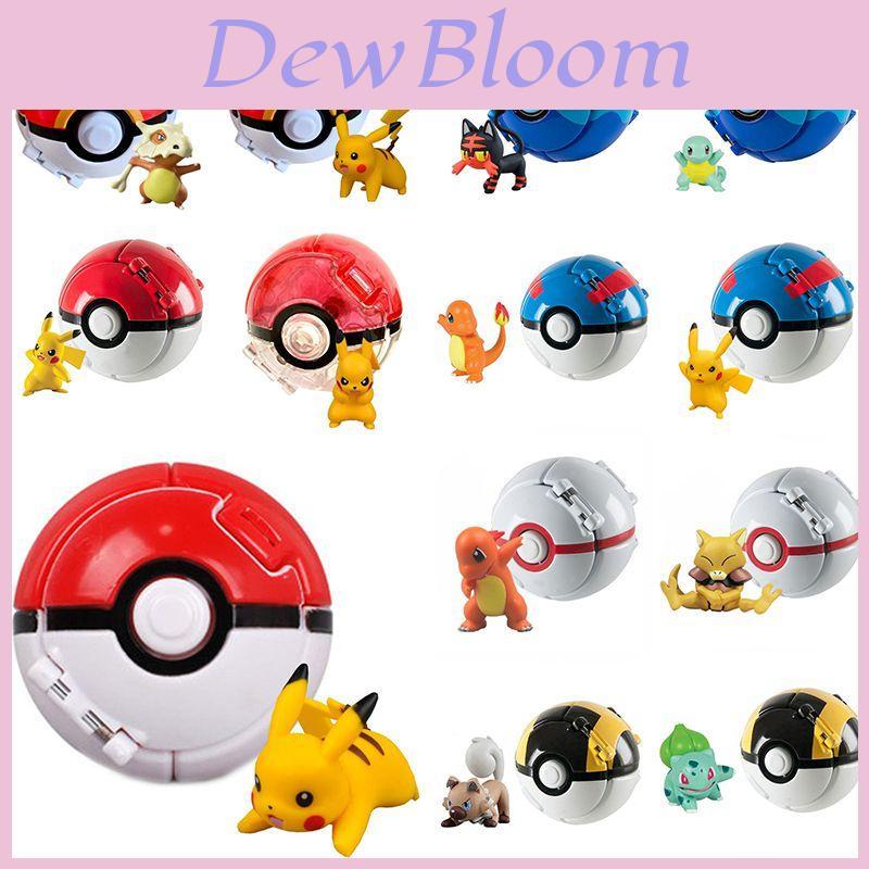 Pokemon Poke Ball Elf Figure Model Toy Pikachu Charmander Litten Rockruff Game Anime Figure