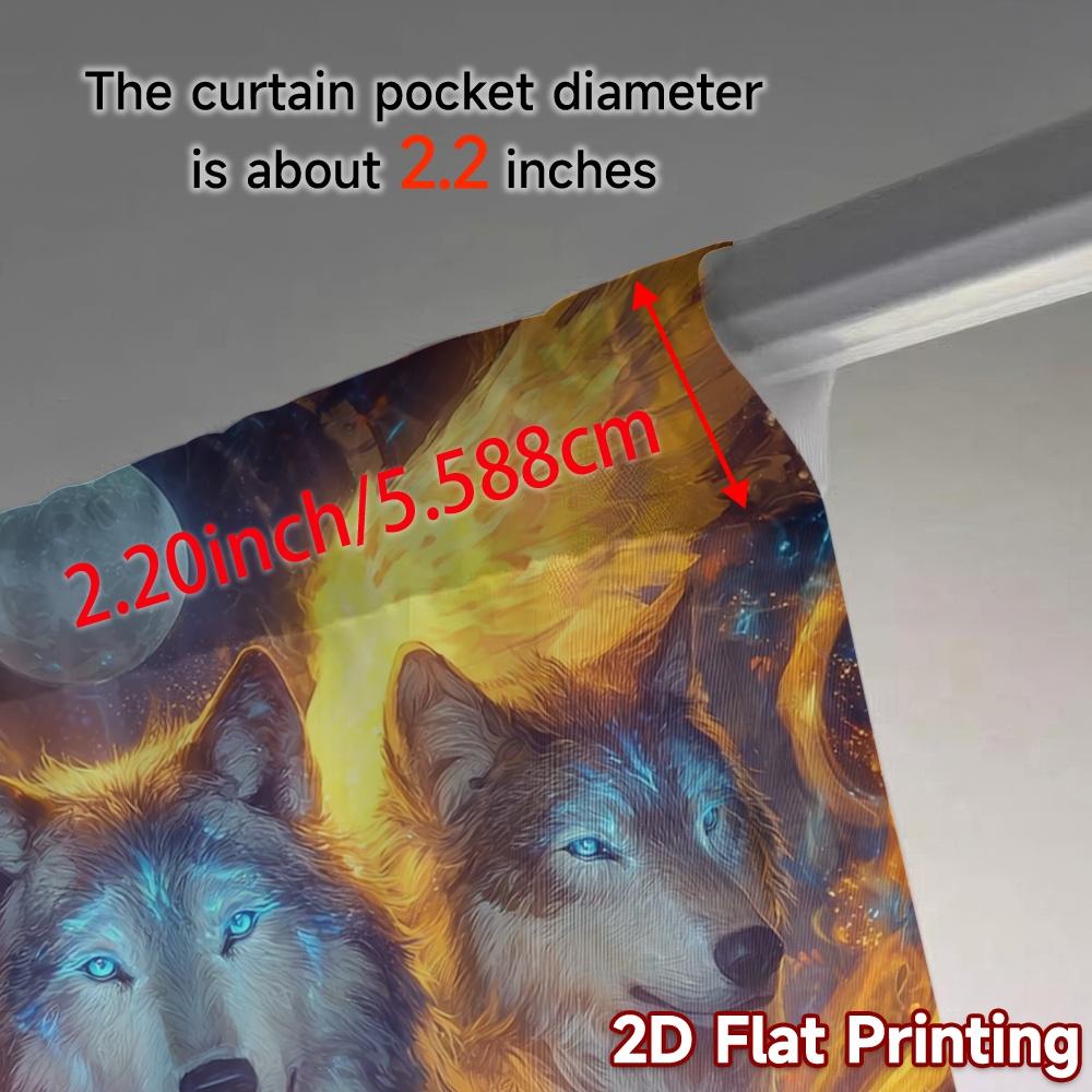 2pcs, 2D FLAT PRINTING Curtains (Without Rod) Lunar Wolves Popular Fashionable Curtains Versatile Durable Polyester Curtains