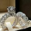 Nobility Luxury  Color Imitated AAA Cz Diamonds Ring Sets for Women Engagement Wedding Jewelry Party Banquet Accessoires
