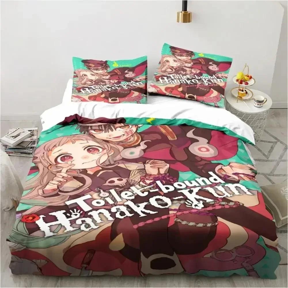 Modisches Anime Toilet-Bound Hanako-Kun 3D-Druck Bettwäscheset Bettbezüge Kissenbezüge Steppdecke Bettwäscheset Bettwäsche Bettwäsche