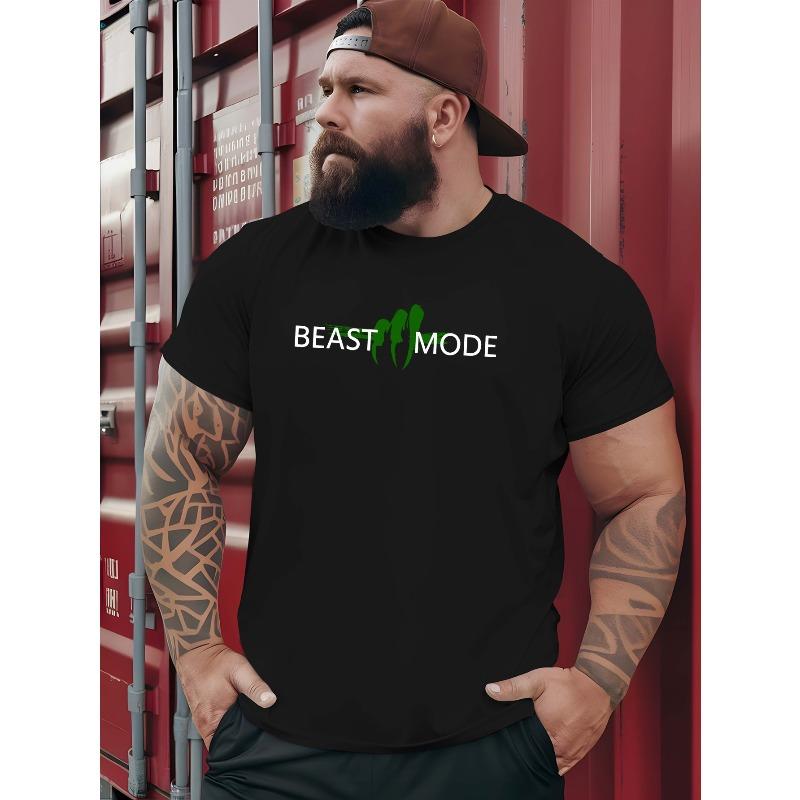 

European Size BEAST MODE 2025 Summer Outdoor Sports and Leisure Short-sleeved T-shirts. Men s Latest Trendy Fashion Printed Large Size T-shirts 4XL чорний