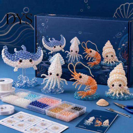 3D Beaded Animal Kit Tiny DIY Kit, Cute Mini Sea Life Beads Embroidery Relaxing Craft Activity Handmade Bead Art Making Set for Adults, Lovers Project