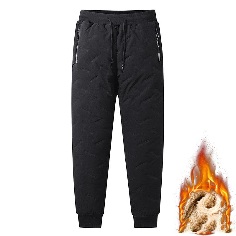 Men's Cotton Pants Plus Size Loose Lambskin Plus Velvet Thickened Trousers Sports Casual Windproof Sweatpants