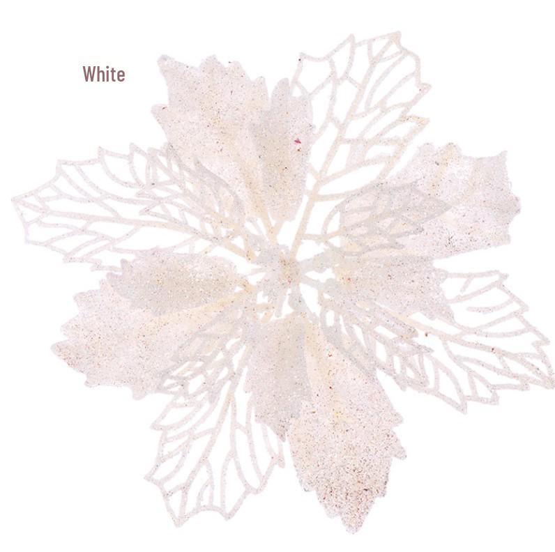 Gold Glitter Artificial Christmas Flower Decoration