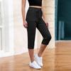 Women Elastic High Waist 3/4 Pant Casual Fit Wide Capris Leg Pants Trousers With Pockets