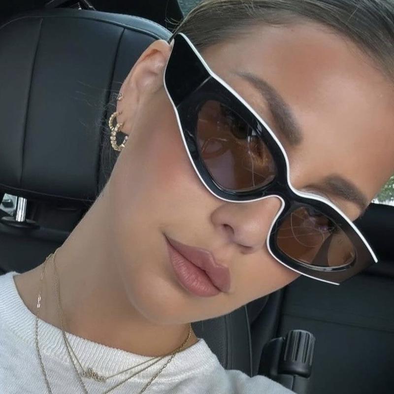 Panda Outline Colorblock Sunglasses 2025: Trendy European and American Fashion for Women