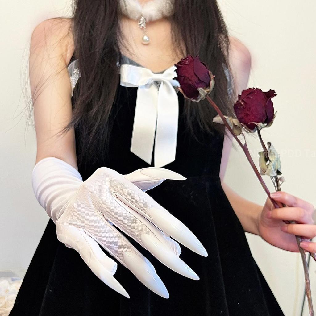Gothic Punk Nail Glove Claws - Lolita Style Hand Armor for Halloween Cosplay