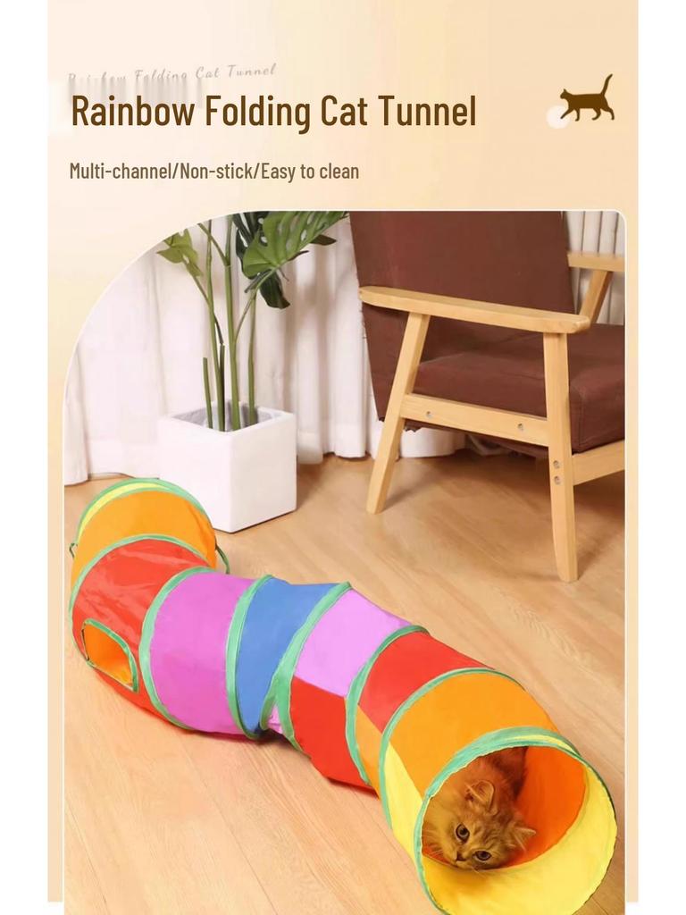 Tęcza tunel dla kota: Składana zabawka dla kociaka zapewniająca rozrywkę