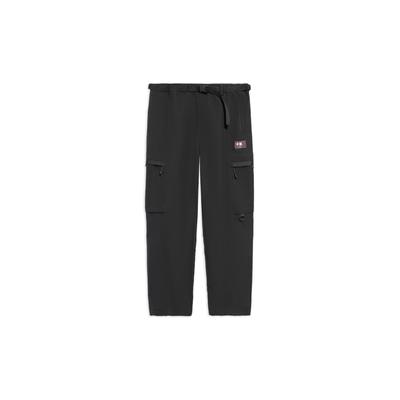 Pure Color Belted Loose Straight Cargo Casual Pants Men Bottoms Black AKXS805-2