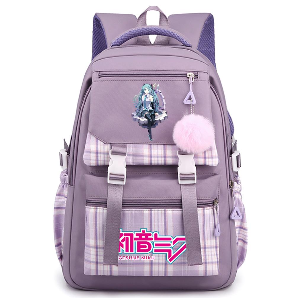 Cartoon Anime Hatsune Miku Printed Large Capacity Backpack for Teenger Student Bookbag Girl Boy Schoolbag Bookbag Women Waterproof Travel Bag