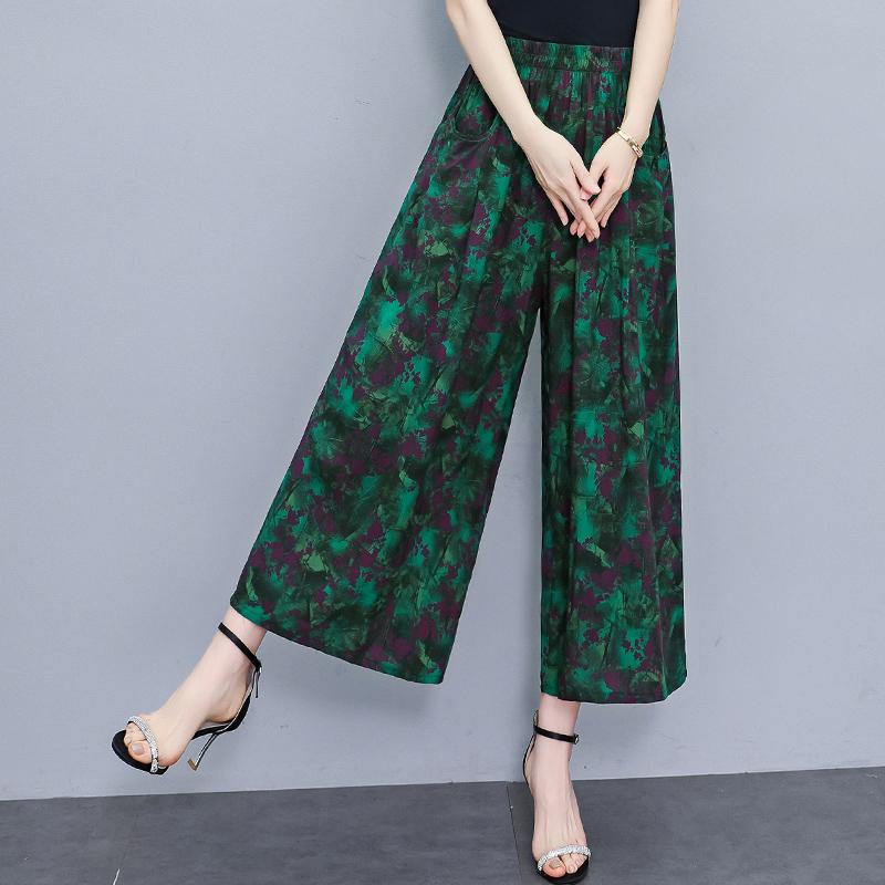 Summer Wide Leg Pants for Women Vintage Clothes Plus Size Loose Elastic Waist Casual Pants