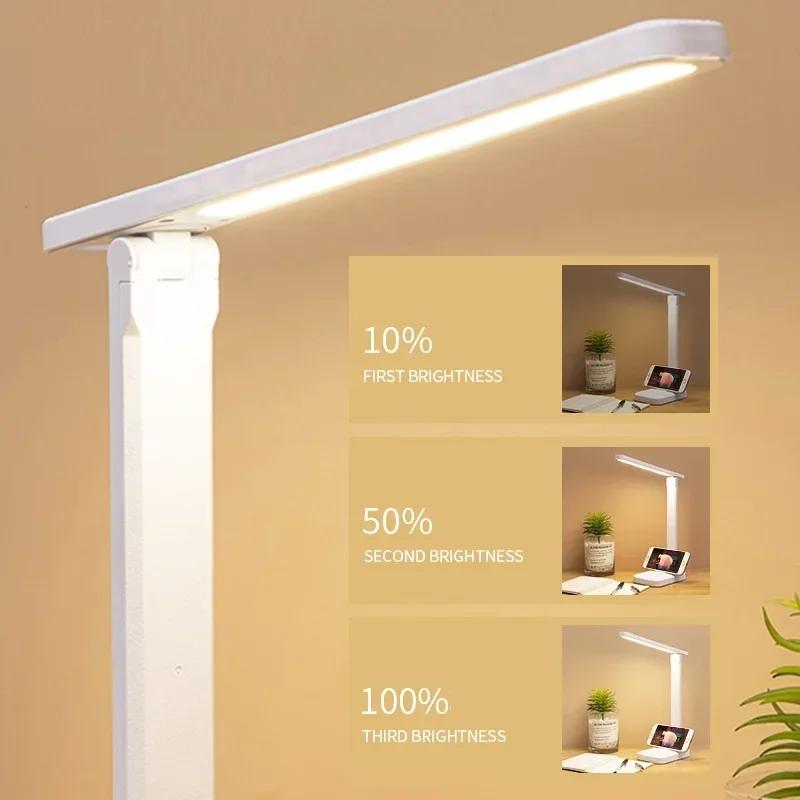 Rechargeable Touch Dimming LED Desk Light Foldable Design with Stepless Brightness Adjustment for Reading Working