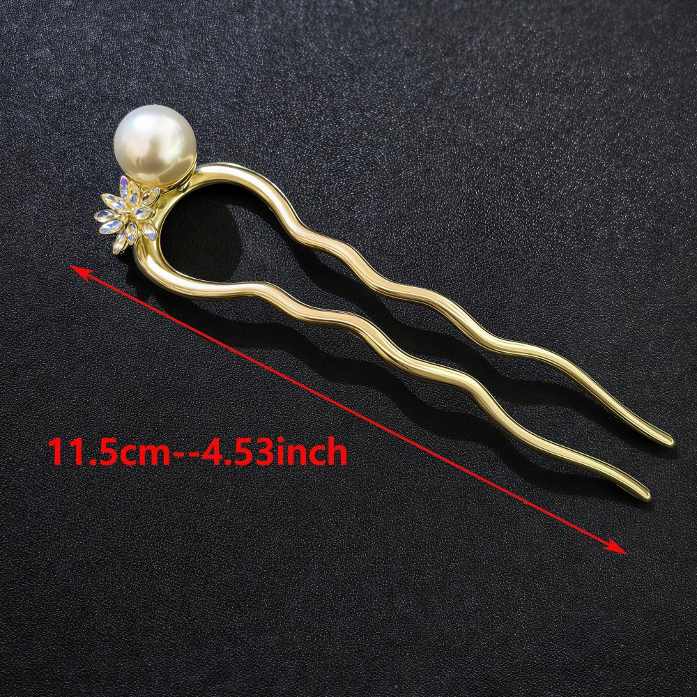 Korean Metal U Shaped Pearl Hair Stick for Women Elegant Imitation Pearl Hairpins Bun Maker Hair Styling Accessories Gift