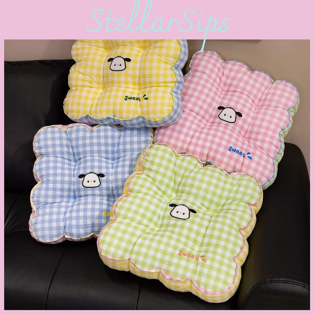 Pattern Square Grid Pad Office Chair Cushion For Girls Room And Study Use Area